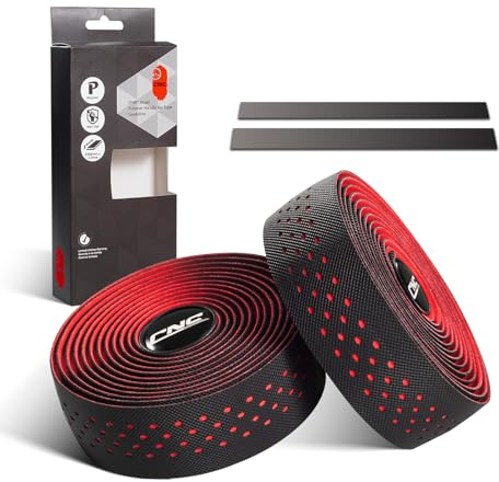 CNC Bike Handlebar Tape, Road Bicycle Bar Tapes, 2 Pcs Cycling Handle Wraps for Mountain Bike, Black/Blue/Green/Red/White/Yellow/Pink (Red)