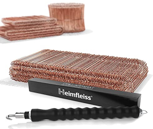 Heimfleiss® Torsadeuse + fil de fer recuit 1,0 x 100-160 mm (500 pcs.) - Set de qualité torsadeuse fil de fer & fil de ligature - Fermeture de fil de fer Fil de fer à œillet