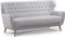 CAVADORE Dreisitzer-Sofa Abby / Klassisches Polstersofa mit Knopfverzierung / 183 x 89 x 88 / Strukturstoff, hellgrau