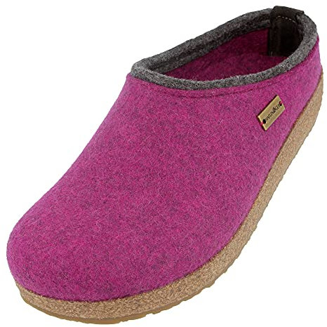 HAFLINGER Grizzly Kris Filzpantoffel Hausschuh Filzclog Maulbeere, Gr.39