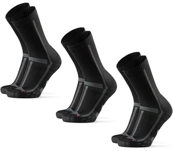DANISH ENDURANCE Crew Laufsocken (3|5 Paar), Halbhohe Sportsocken, Unisex, für Damen & Herren, Schwarz/Grau, 39-42