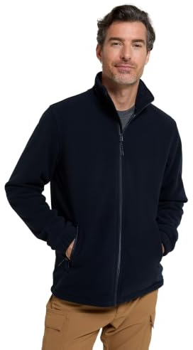 Mountain Warehouse Bernard Mens Windproof Fleece - Windproof, Breathable Sweater, Two Pockets, Full Zip Sweatshirt, Elastic Cuffs - Great For Everyday Use & Winter Navy L