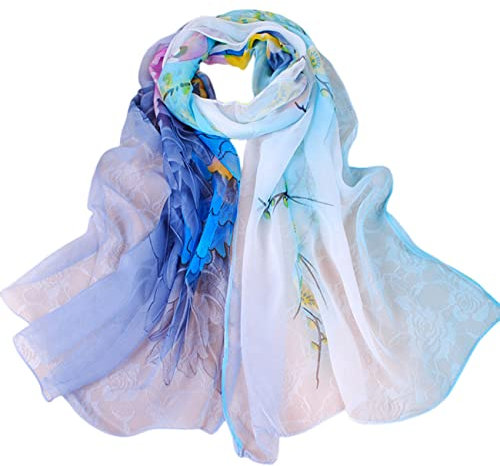 FAIRYGATE Schal Damen Blau Halstücher für Damen Stola Fur Abendkleid Damen Chiffon Schals tücher Festlich Einfarbiger Schal A4523