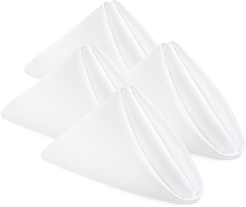 KICHLY Servilletas de Tela - Paquete de 24, Suaves y cómodas servilletas de Tela Reutilizables - Ideales para Eventos y Uso Regular en casa, de poliéster (Blanco, 50 x 50 cm)