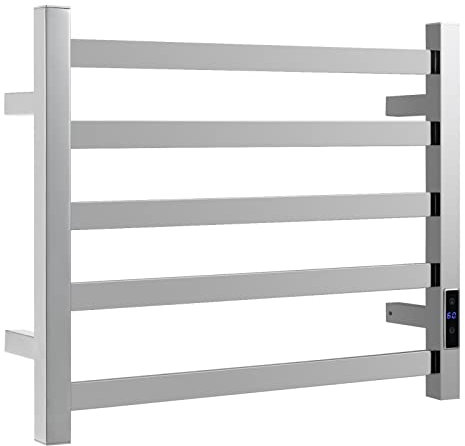 GOPLUS Toallero eléctrico de acero inoxidable, secador de toallas con pantalla táctil LED y termostato, temporizador y protección contra sobrecalentamiento, para baño y spa (55 x 11 x 45 cm, plateado)