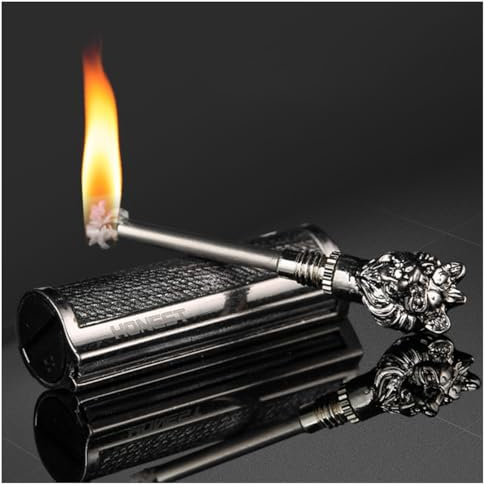 Lighter Torch Solar Lighter,Windproof Lighter, Black Ice & Gold, Gift Box, Gifts for Men Windproof Lighter (Silver)