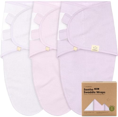 3-Pack Organic Swaddles for Newborns, Baby Sleep Sacks 0-3 Months - Baby Swaddle Wrap, Newborn Wearable Blanket, Infant Sleep Sack for Girls, Boys, Soft & Snug, Large Hook & Loop Closure (Soft Lilac)