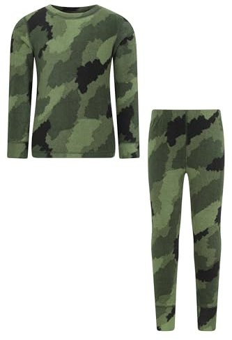 Mountain Warehouse Ensemble de couches de base en polaire pour enfants – Tissu isotherme, haut chaud et confortable, garçons et filles – Automne hiver, extérieur, voyage et randonnée, kaki, 3-4 ans