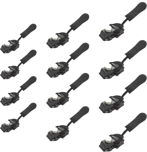 NHPY 12 Piezas Deslizadores de Cremallera de Repuesto, Kit de Reparación de Cremalleras, Deslizador de Cremallera Universal para Chaquetas, Bolsas, Maletas, Jeans, Ropa