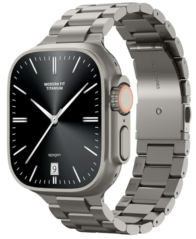 Spigen Modern Fit Titanium-armband för Apple Watch Ultra, 11/10, 46 mm | Titanband med metallspänne och snabbknappskontakter för Apple Watch 49/46/45/44 mm