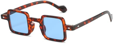 Retro små solglasögon för kvinnor klara godis färg lins trendiga män solglasögon tonade nyanser UV400, leopardblå, One s 2026