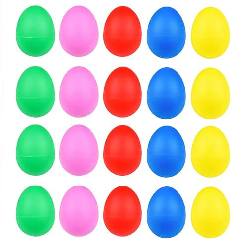 NAUZE 20 Pieces Plastic Rasseleier Egg Shakers 5 Colors Percussion Musical Eggs Maracas Precision Hand Percussion for Rhythm Training Band Practice Easter Party Supplies