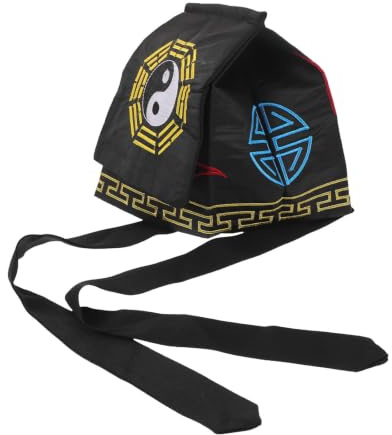 KALLORY Chapeau Taoïste Noir Traditionnel Confortable en Fibres Acryliques et Adulte Adapté aux Événements Halloween et Cosplay
