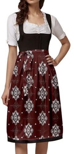 Generisch Vestido tradicional para mujer con cordones, delantal de cosplay, fiesta, festival (marrón, M)