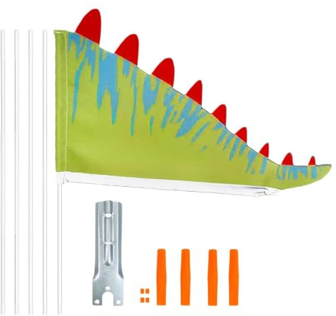 Bike Safety Flag Bicycle Rear Cartoon – – – Dinosaur Tail Reflective Kids | | Kids Bike Tail Flag for Commuting Park Urban Camping Mountain | | | Road Trail Outdoor Bike Safety Flag Bicycle Rear Cartoon