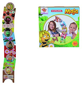 Eichhorn 109345405 - Abeja Maja apilables, 12 Piezas, con los Bloques de construcción de Torres, Madera de Haya, Madera de Arce