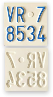 Targa Personalizzata Modello Moto dal 1963 al 1984- Targa d’epoca in Plastica con Lettere e Numeri in Rilievo, Made in Italy [Antichizzata]