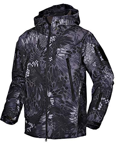 MakingDa Vattentäta jackor för män, vardaglig kappa med huva, Softshell, fleecefodrade löparjackor, taktiskt militärt arbete, fiske, jakt, klättring, Svart kamouflage, L