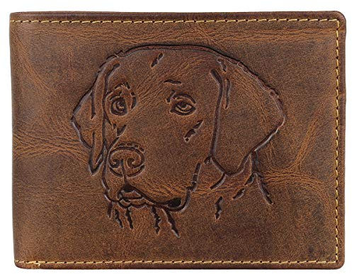 Greenburry Vintage Leder Geldbörse Hundemotiv braun | Querformat