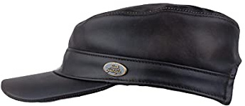 Black Jungle Castro Army Cap läder Cap Military Cap bikerkeps, en storlek, BRUN, En Storlek