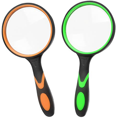 Unvtap Lupe, 2-teilig, Leselupe, 10-fache Lupe, Leselupe aus Glas, tragbar, Lupe mit Griff aus weichem Gummi, rutschfest, zum Lesen, Insekten, Hobbys