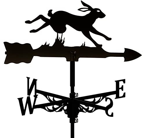 ANCNA Hare Metal Weathervane, Outdoor Roof Garden Mount Yard Decor Stainless Steel Weathercock, Indicating Wind Direction Farm Scene Home Outdoor Crafts Ornaments