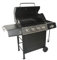 Grill Boss GBC1449M Barbecue da esterno a 4 fuochi a gas propano con coperchio superiore, ruote e ripiani per barbecue, nero (acciaio inox)