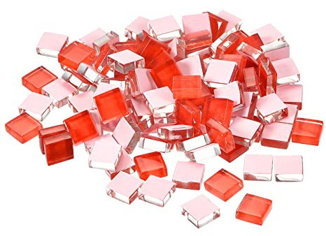 sourcing map Mosaïque Carrelage Tuile Tesselle, Verre Mince Mini Bricolage Fait Main Sans Cristal Pierre Artisanat Loisir Creatif (Rouge Paquet 110)