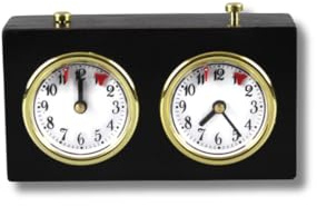 Chessgammon Turnier Chess Clock Analog Charcoal Stained Wood