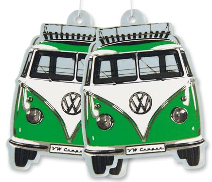 BRISA VW Collection – Volkswagen luftfräschare doftdispenser i VW T1 buss-motiv (Coconut/grön/set med 2)