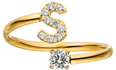 Purelei® Anello Lettere – Anello da donna in acciaio inossidabile resistente – Anelli impermeabili – Anelli regolabili dalla taglia 50 alla 60 – Gioielli alla moda per il tuo look personalizzato