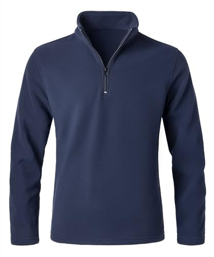 Oralidera Felpa in Pile da Uomo con Zip Autunno Invernale Giubbetto in Pile a Maniche Lunghe Pullover Giacca di Felpa Collo Alto con Cerniera, Blu, XL