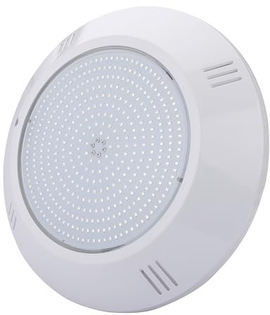 SWIMHOME Foco LED de Superficie para Pisicina | ABS Blanco Resistente | Airless Relleno Resina | Ø26 cm 35W 12V/AC Blanco Frío 6000k