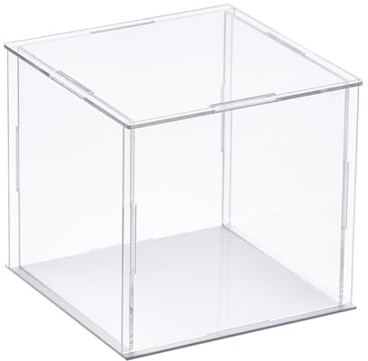 TA-VIGOR Acrylic Display Case 20 x 20 x 20cm Dustproof Clear Showcase | Clear Acrylic, White Base, Assemble Design, For Action Figures, Toys And Collectibles, Countertop And Home Display