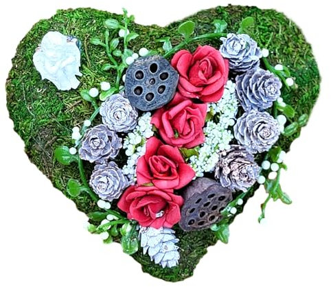 Der kleine Dekoladen Deko & Geschenke by Sabine Faust Lünen Grabherz klein 15cm Urnenwand Grabschmuck Grabgesteck Totensonntag Urnengrab rote Rosen