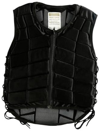 perfk Horse Riding Vest Guard Adjustable Strap Professional Equestrian Vest Protective Gear for Children Boys Girls (Black), L