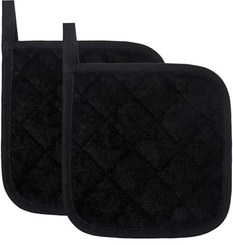 Ymapinc Topflappen Schwarz，2 Stück 43,2*43,2cm Hitzebeständige Matten für Küchenarbeitsplatte Langlebige Topflappen Set für Die Küche Schwarz Ofenhandschuhe Küchen Gadgets