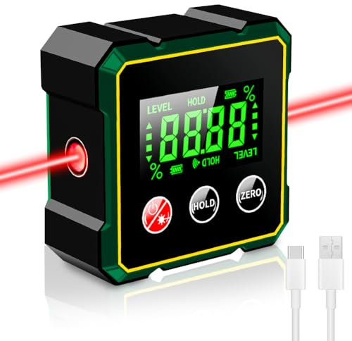 SOARFLY Inclinometro Digitale con Display LCD, IP54 Impermeabile, Precisione 0,1°, Magneti su 4 Lati, Goniometro Digitale Livella Digitale Inclinometro per Falegnameria, Costruzione, Fai-da-te