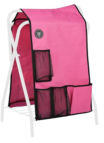 Harrison Howard Horse Saddle Rack Cover with Pockets, Waterproof Saddle Storage Cover & Horse Tack Organizer, Saddle Rack Protection for Barn, Trailer & Travel(Saddle Rack not Included)-Pink