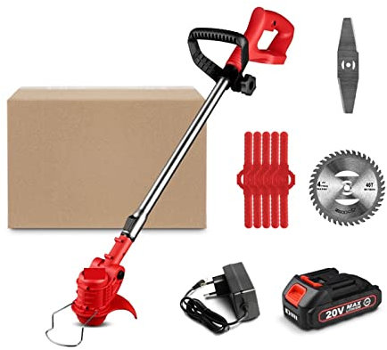 Cortasetos, Cortacésped eléctrico de 20V, cortadora de césped inalámbrica telescópica de longitud ajustable, herramienta de poda de jardín con ajuste de ángulo de 45 °/60 °(20V WS-GCJ20-C1)