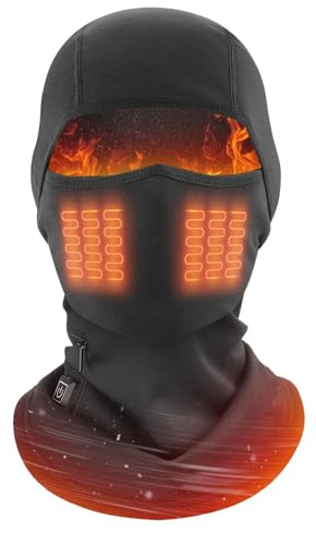 Heated Balaclava - Winter Hat Neck Warmer, Rechargeable Face Protection Gear, 3-Level Adjustable Thermal Hood, Electric Heating Headwear | Cold Weather Accessory for Skiing Cycling and Motorbike