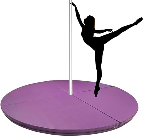 Generisk Pole Dance-matta, professionella Pole Dance-mattor – rund yogaövningskudde, fallskyddsmatta för hem/studio, lila, 110 cm diameter, 3 cm tjock för optimalt skydd