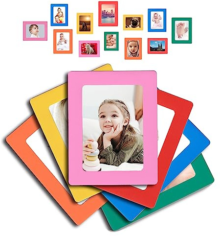 Raxwalker 12 Magnetic Photo Frames Refrigerator Magnets Holds 4x6 3.5x5 2.5x3.5 Inches Picture(Colorful)