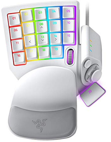 Razer Tartarus Pro Gaming Keypad: Interruptores de teclas analógico-ópticos - Disparo rápido - Actuación ajustable - 32 teclas programables - Macros personalizables - Iluminación Chroma RGB - Blanco