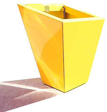 InterLock Pot de Fleurs en Aluminium-Composite, Couleur (Jaune Brillant), Pan coupé évasé, Dimensions au Sol 20x20 cm Hauteur 50-45-40 cm Fabrication française by
