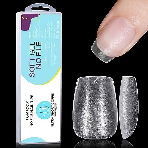 TOMICCA Sarg Ultra Kurz Nagel Tips-Nageltips,Soft Gel Tips Full Cover Nail Tips Pre-Shaped Matt kunstnägel Gelly Tips für Gelnägel-360 Pieces 15 Sizes