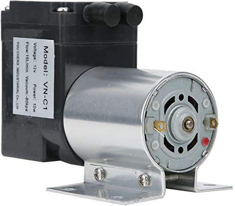 Fockety DC 12V/24V Mini Vacuum Pump, 10W 15L/min Electric Portable Air Pump with Holder, Negative Pressure Suction Pumping Air Compressor Diaphragm Pump for DIY Projects & Gas Analysis Sampling(12V)