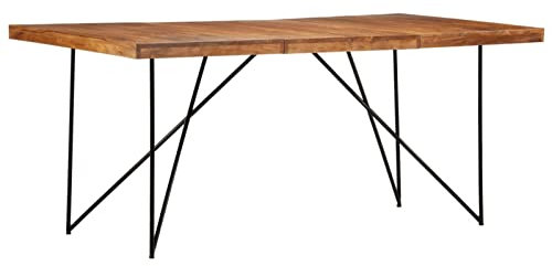 Gecheer Matrumsbord, kantbord, matbord, 180 x 90 x 76 cm, massivt trä, akacia