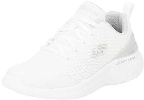 Skechers Herren Bounder 2.0 Nasher Sneaker, Weißes Netzgewebe, Grauer Besatz, 45.5 EU