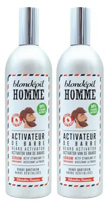 Blondépil Homme - Pousse barbe, Enrichie en huile de ricin, Rapide et Efficace, Lot de 2x Activateurs à Barbe, Made in France, Flacon vapo 100ml